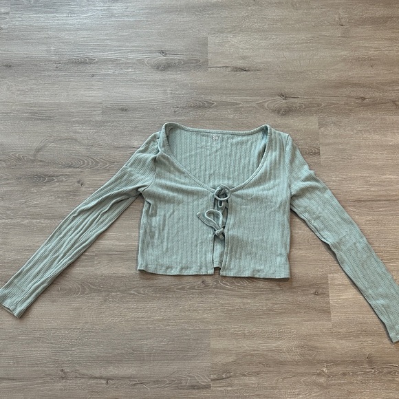 SO Tops - Women's Ribbed Tie-Front Top cardigan